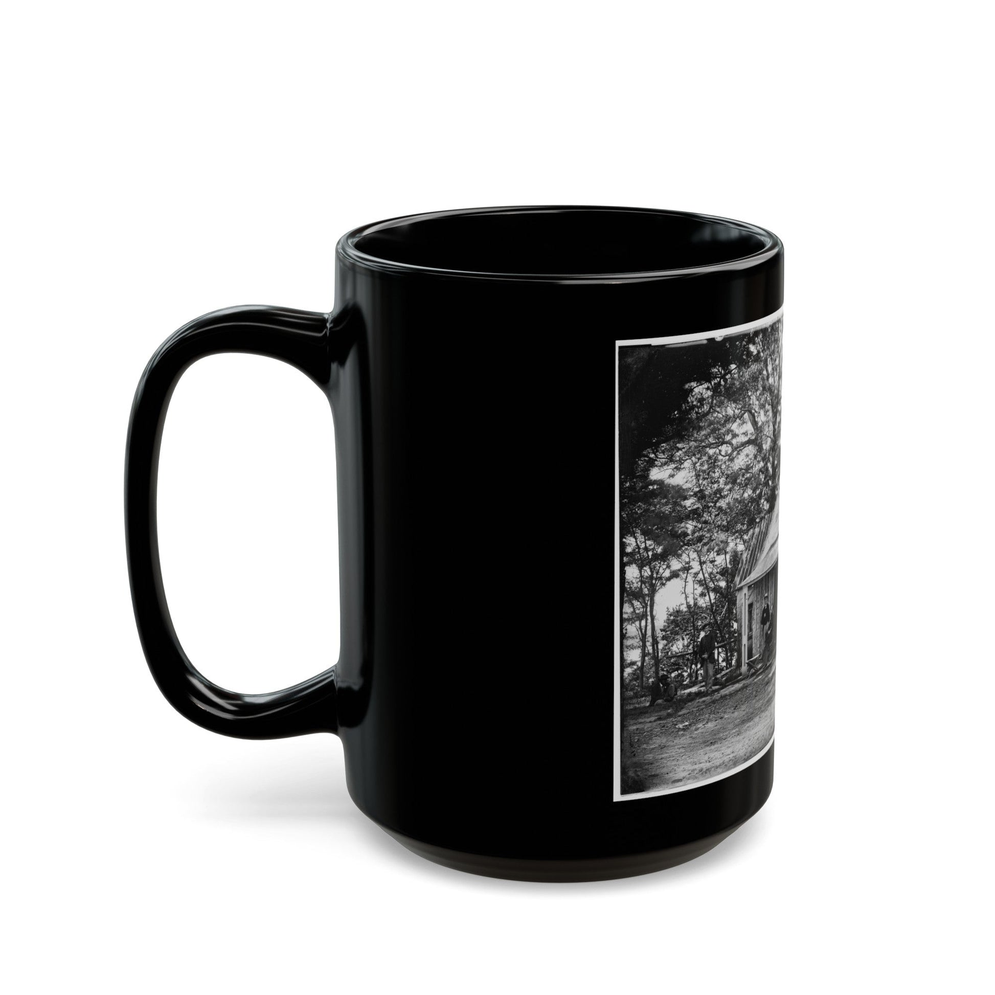 Brandy Station, Virginia . Officers' Quarters (U.S. Civil War) Black Coffee Mug-The Sticker Space