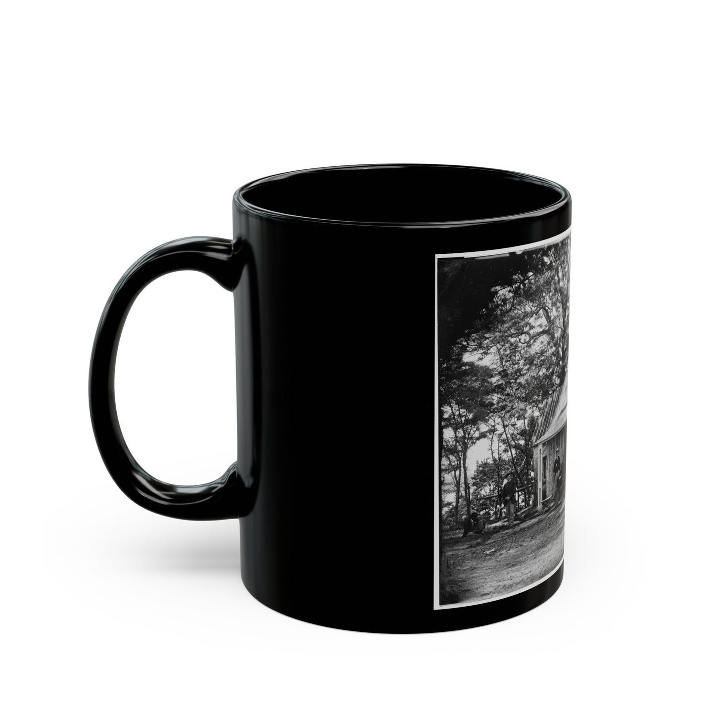 Brandy Station, Virginia . Officers' Quarters (U.S. Civil War) Black Coffee Mug-The Sticker Space