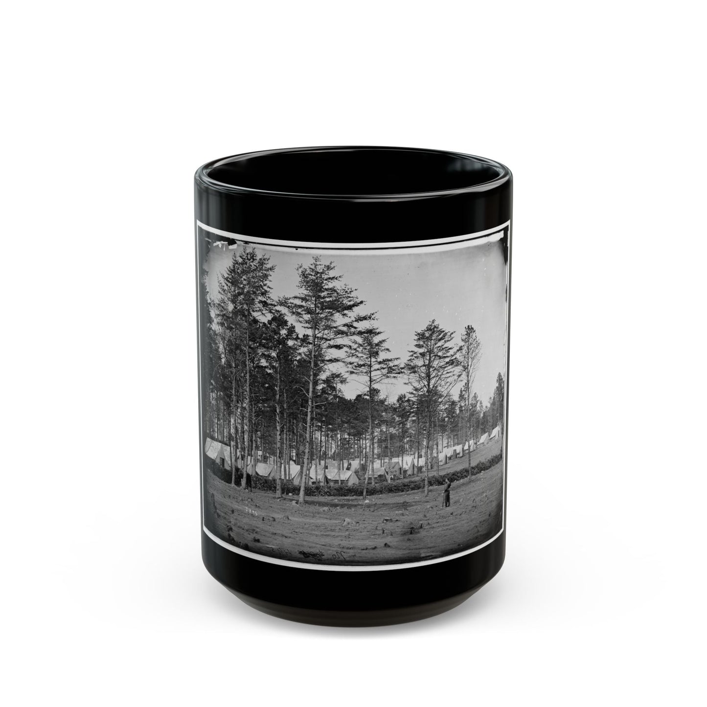 Brandy Station, Virginia. Camp At Headquarters, Army Of The Potomac (U.S. Civil War) Black Coffee Mug-15oz-The Sticker Space