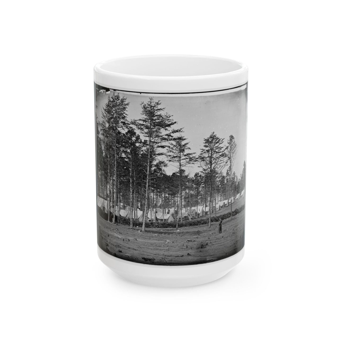 Brandy Station, Virginia. Camp At Headquarters, Army Of The Potomac (U.S. Civil War) White Coffee Mug-15oz-The Sticker Space