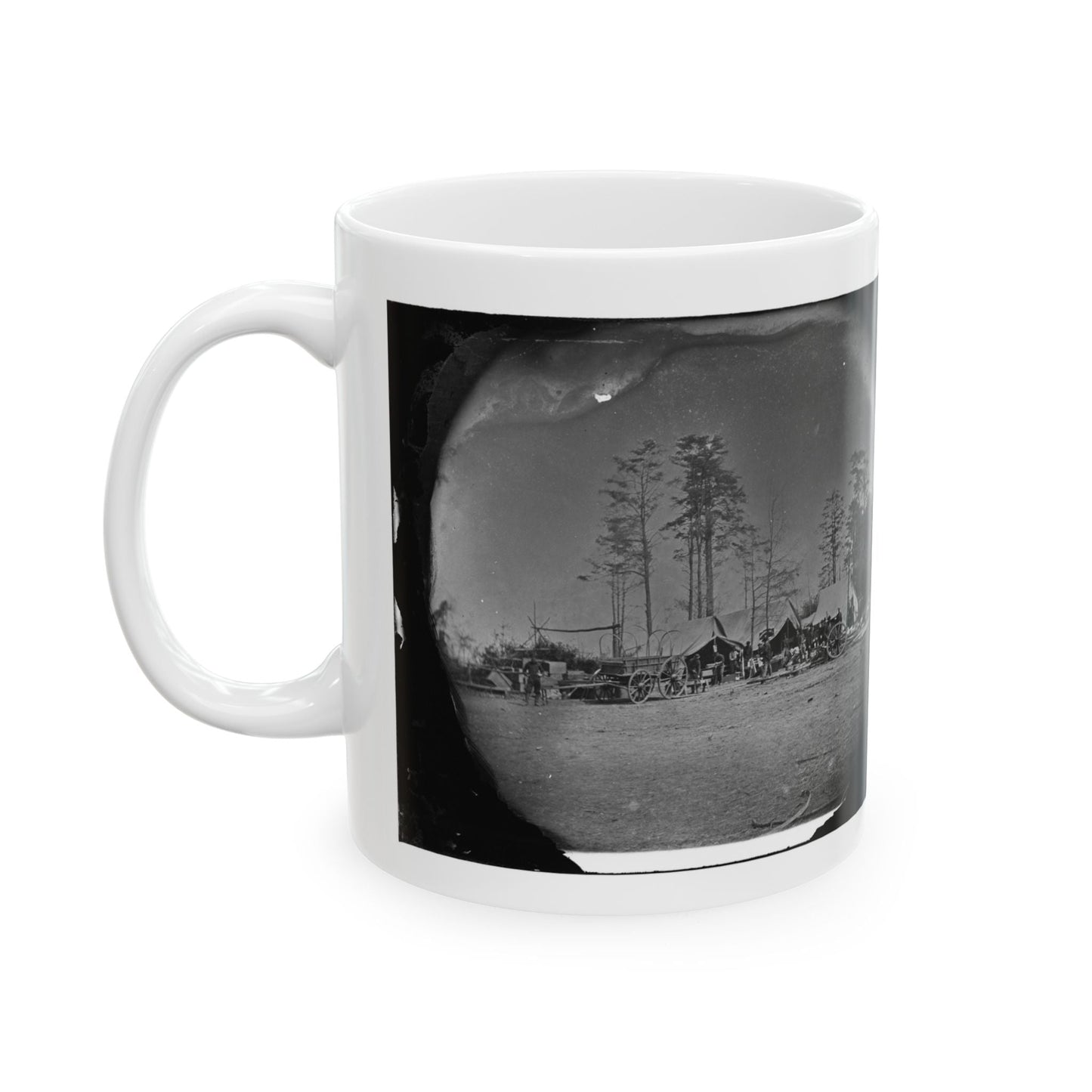 Brandy Station, Virginia. Carpenter, Wheelwright And Harness Shops. Headquarters, Army Of The Potomac (U.S. Civil War) White Coffee Mug