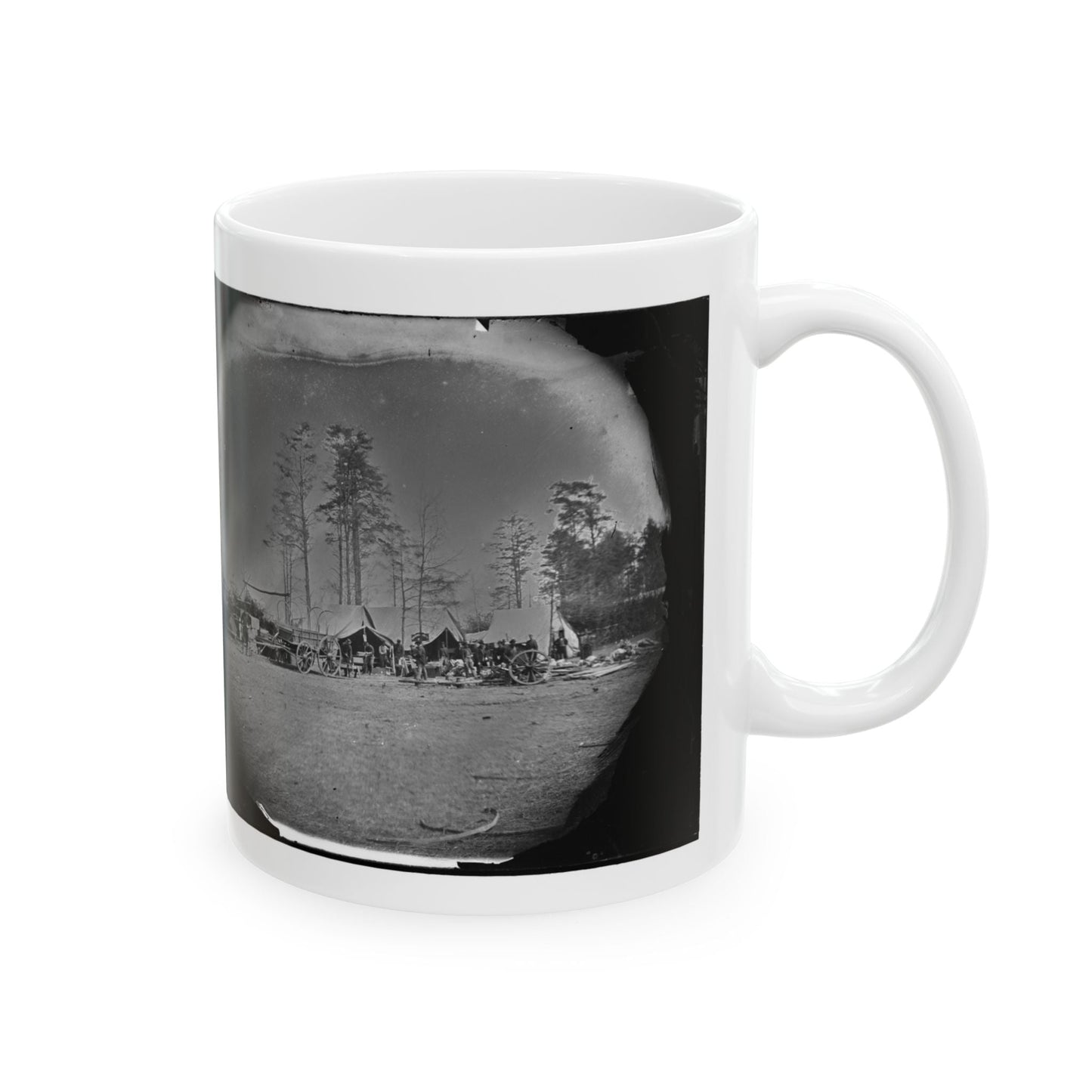 Brandy Station, Virginia. Carpenter, Wheelwright And Harness Shops. Headquarters, Army Of The Potomac (U.S. Civil War) White Coffee Mug