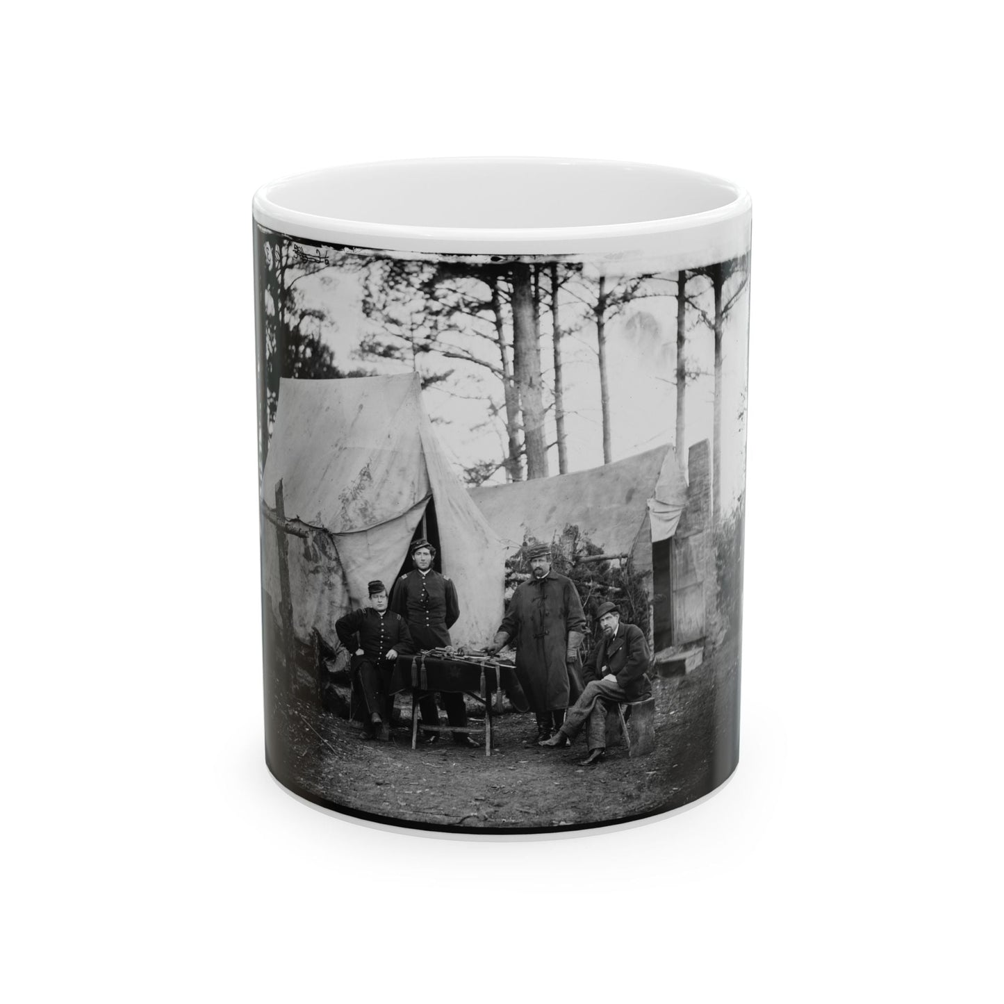 Brandy Station, Virginia. Group Of Officers, Headquarters, Army Of The Potomac (U.S. Civil War) White Coffee Mug