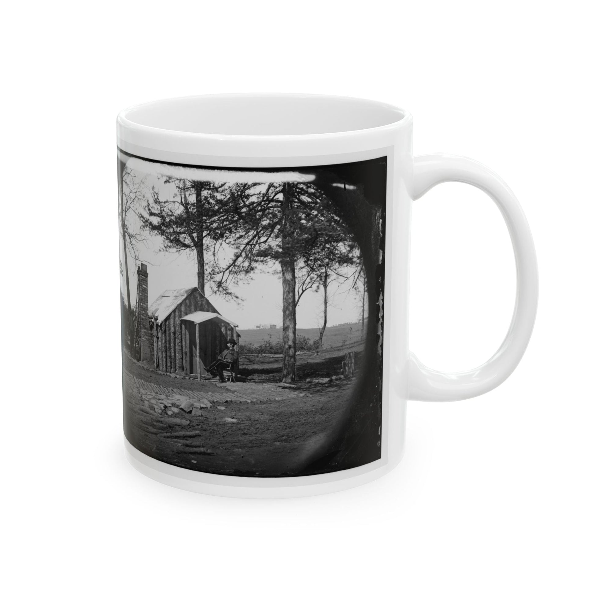 Brandy Station, Virginia. Specimen Of Officers Quarters. Army Of The Potomac (U.S. Civil War) White Coffee Mug-The Sticker Space