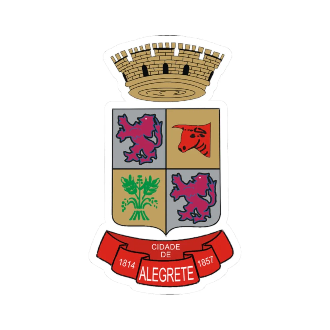 Brasao alegrete (Brazil) (Coat of Arms) STICKER Vinyl Kiss-Cut Decal 2 Inch White - The Sticker Space