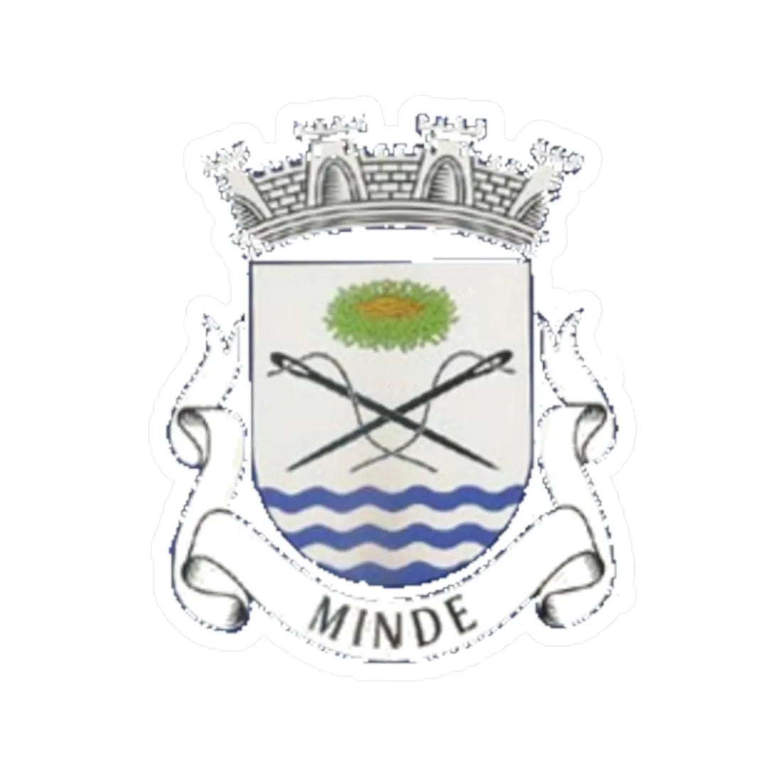 Brasao de Minde cop (Portugal) (Coat of Arms) STICKER Vinyl Kiss-Cut Decal 2 Inch White - The Sticker Space