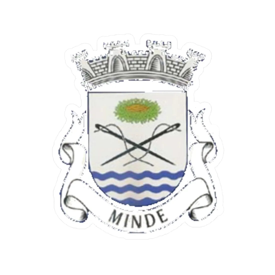 Brasao de Minde cop (Portugal) (Coat of Arms) STICKER Vinyl Kiss-Cut Decal 3 Inch White - The Sticker Space