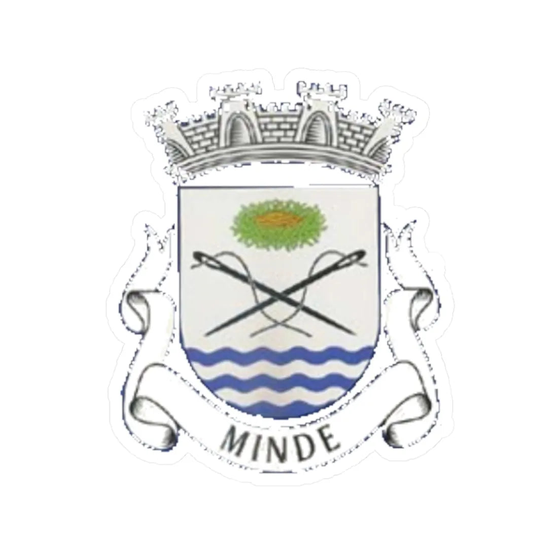 Brasao de Minde cop (Portugal) (Coat of Arms) STICKER Vinyl Kiss-Cut Decal 4 Inch White - The Sticker Space