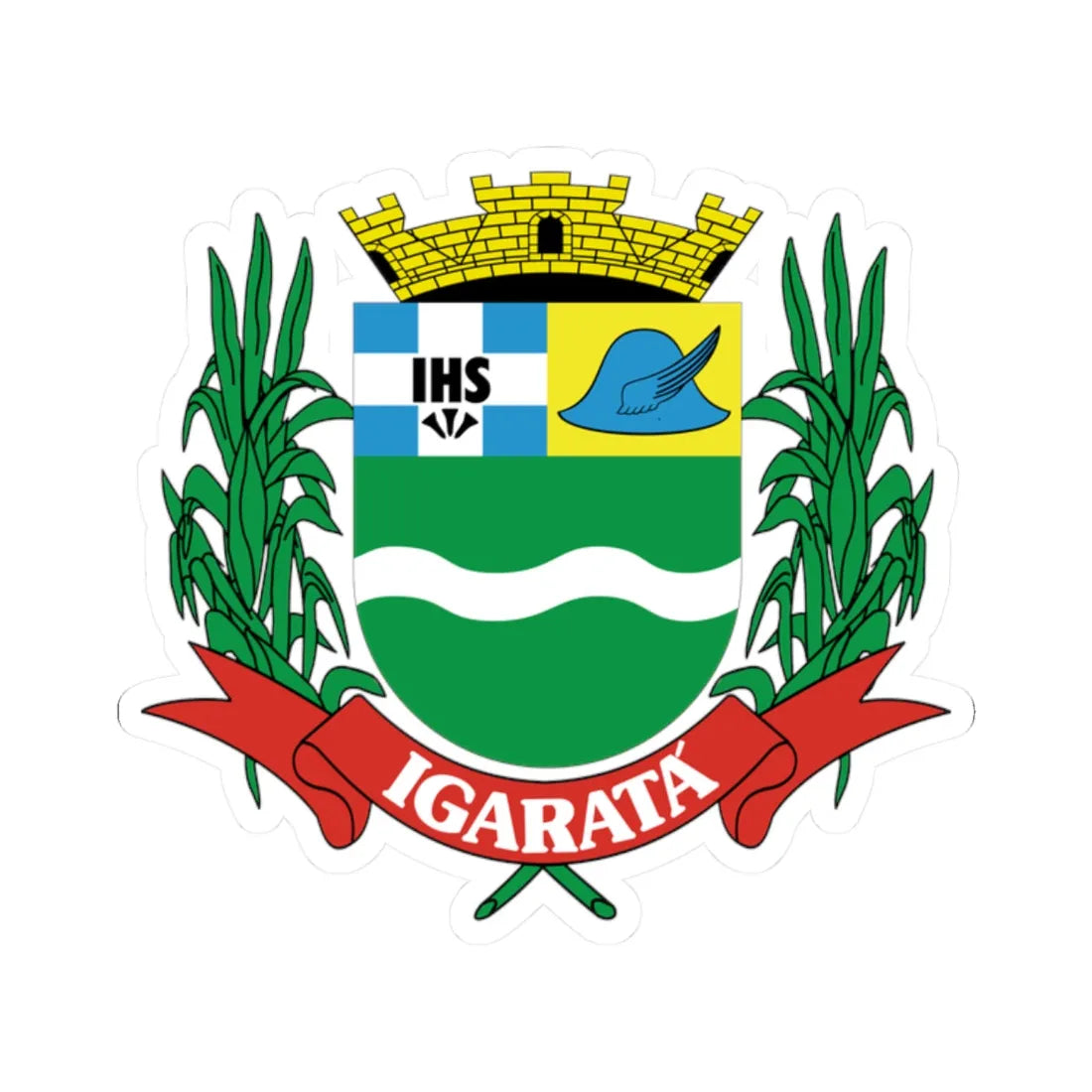 Brasao Igarata SaoPaulo Brasil (Brazil) (Coat of Arms) STICKER Vinyl Kiss-Cut Decal 2 Inch White - The Sticker Space