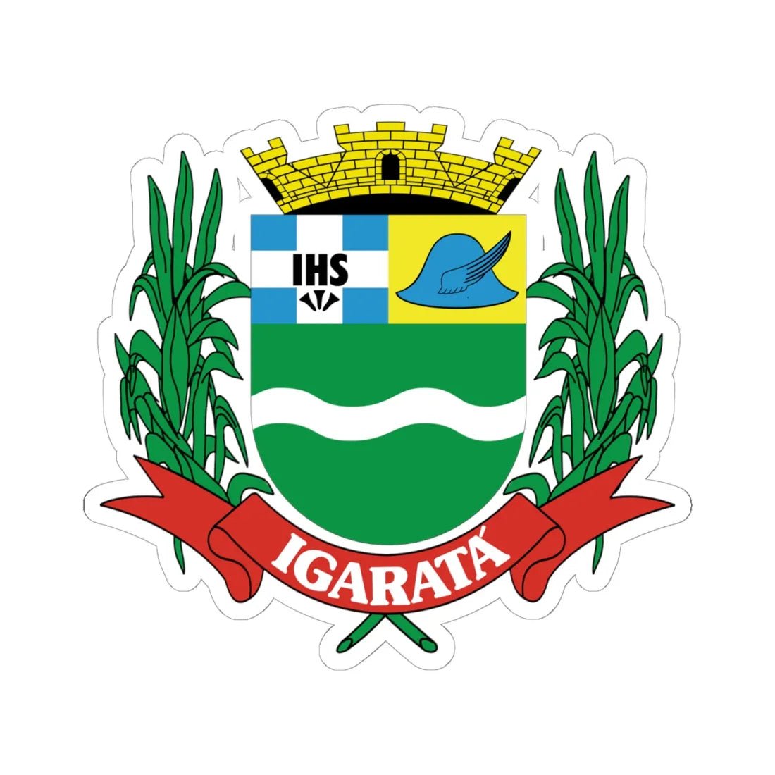 Brasao Igarata SaoPaulo Brasil (Brazil) (Coat of Arms) STICKER Vinyl Kiss-Cut Decal 6 Inch White - The Sticker Space