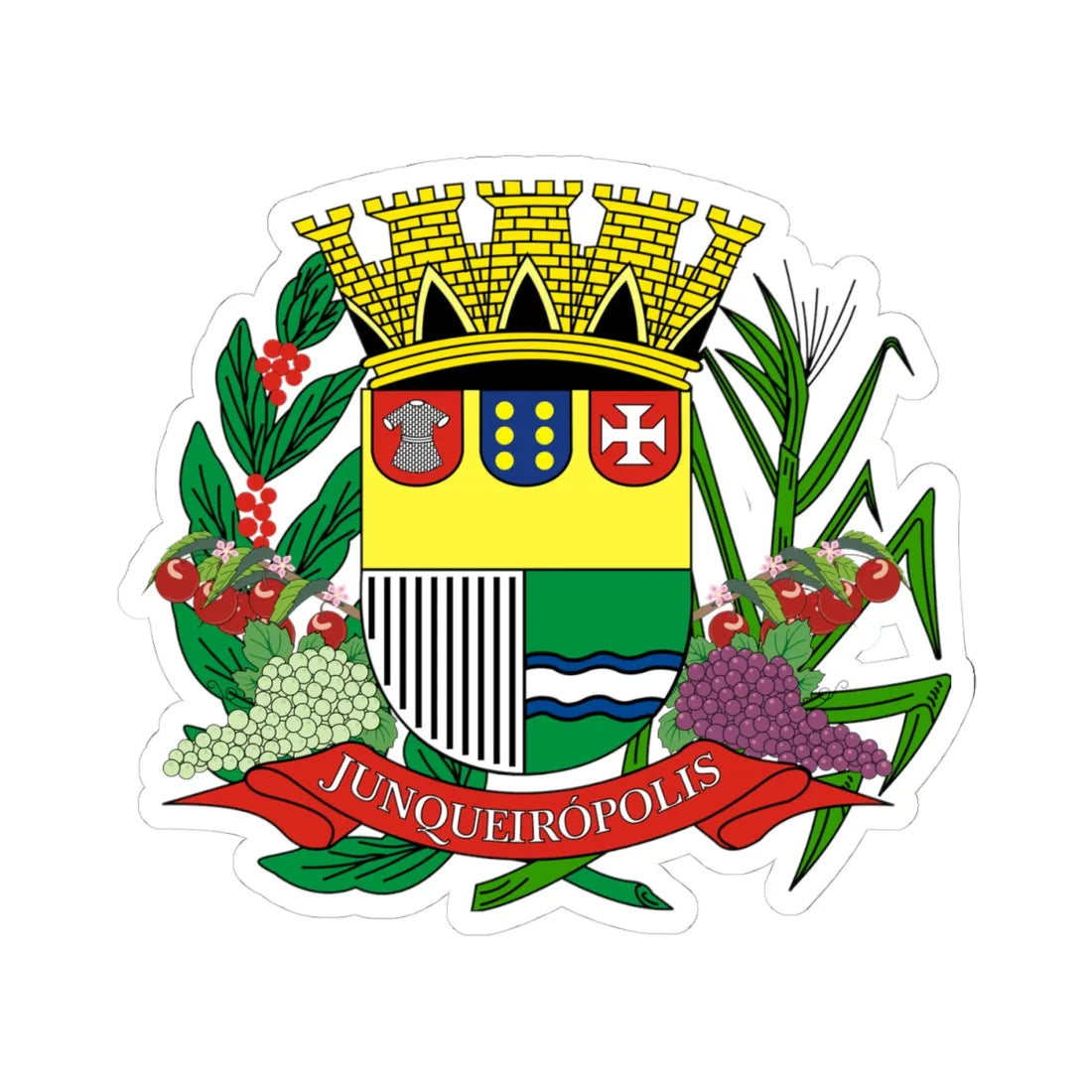 Brasao Junqueiropolis SaoPaulo Brasil (Brazil) (Coat of Arms) STICKER Vinyl Kiss-Cut Decal - The Sticker Space