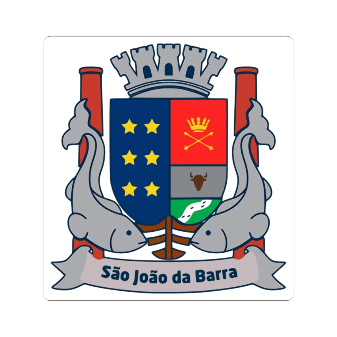 Brasao Sao Joao da Barra (Brazil) (Coat of Arms) STICKER Vinyl Kiss-Cut Decal 3 Inch White - The Sticker Space