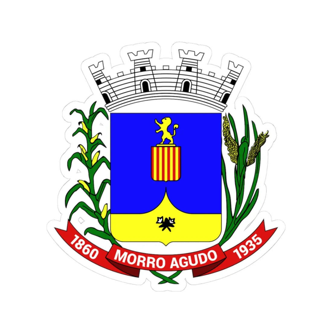 BrasaoMorroAgudo (Brazil) (Coat of Arms) STICKER Vinyl Kiss-Cut Decal 3 Inch White - The Sticker Space