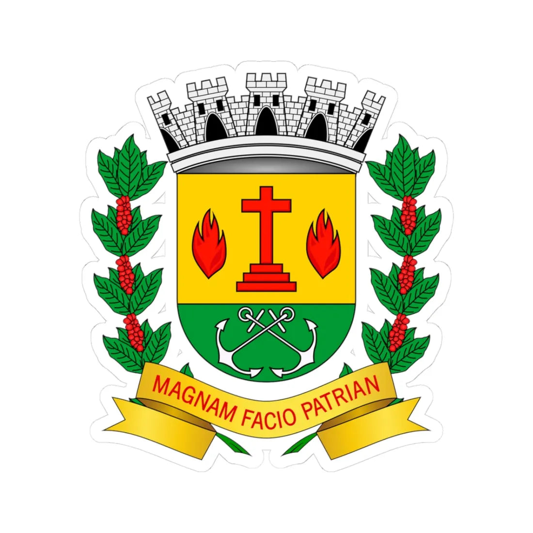 BrasaoNuporanga (Brazil) (Coat of Arms) STICKER Vinyl Kiss-Cut Decal 3 Inch White - The Sticker Space