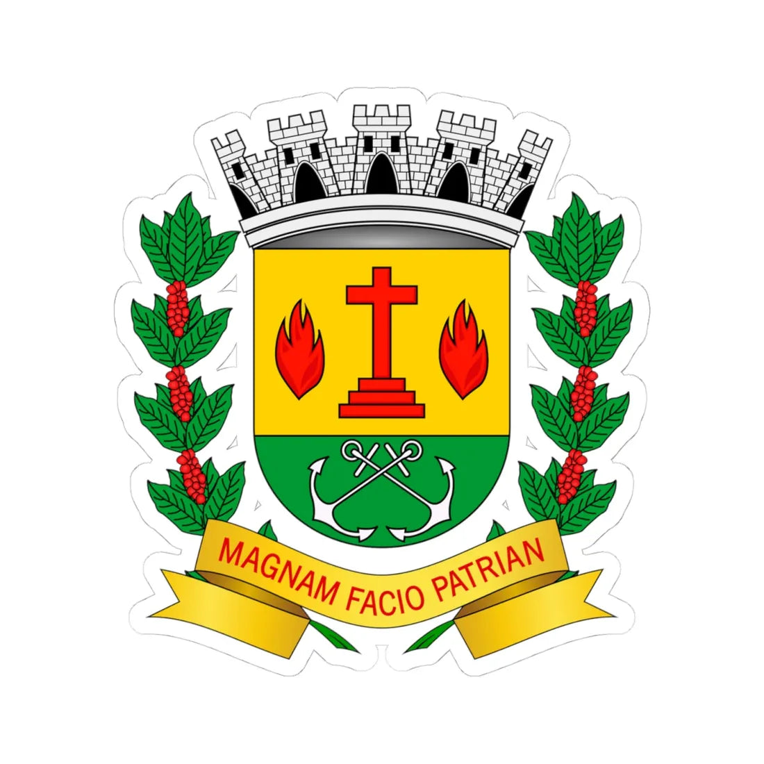 BrasaoNuporanga (Brazil) (Coat of Arms) STICKER Vinyl Kiss-Cut Decal 4 Inch White - The Sticker Space