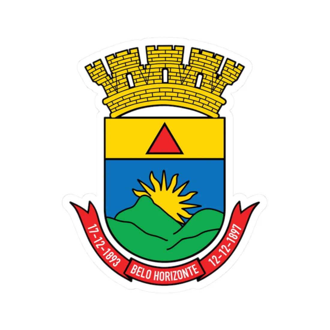 Brasão-Belo-Horizonte (Brazil) (Coat of Arms) STICKER Vinyl Kiss-Cut Decal 2 Inch White - The Sticker Space
