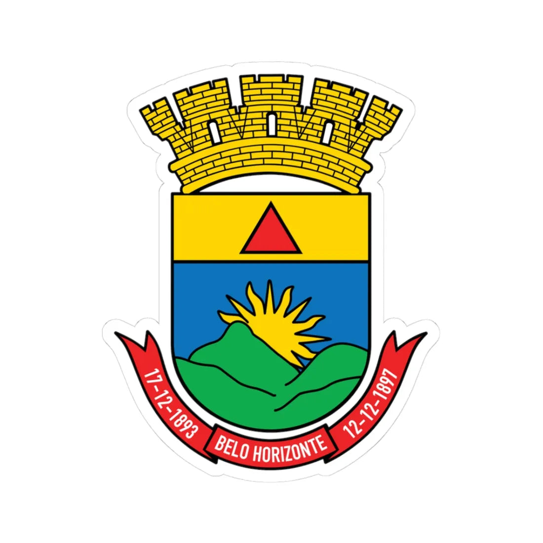 Brasão-Belo-Horizonte (Brazil) (Coat of Arms) STICKER Vinyl Kiss-Cut Decal 3 Inch White - The Sticker Space