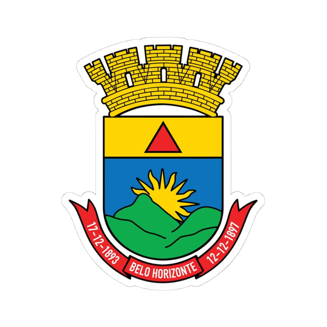 Brasão-Belo-Horizonte (Brazil) (Coat of Arms) STICKER Vinyl Kiss-Cut Decal 4 Inch White - The Sticker Space