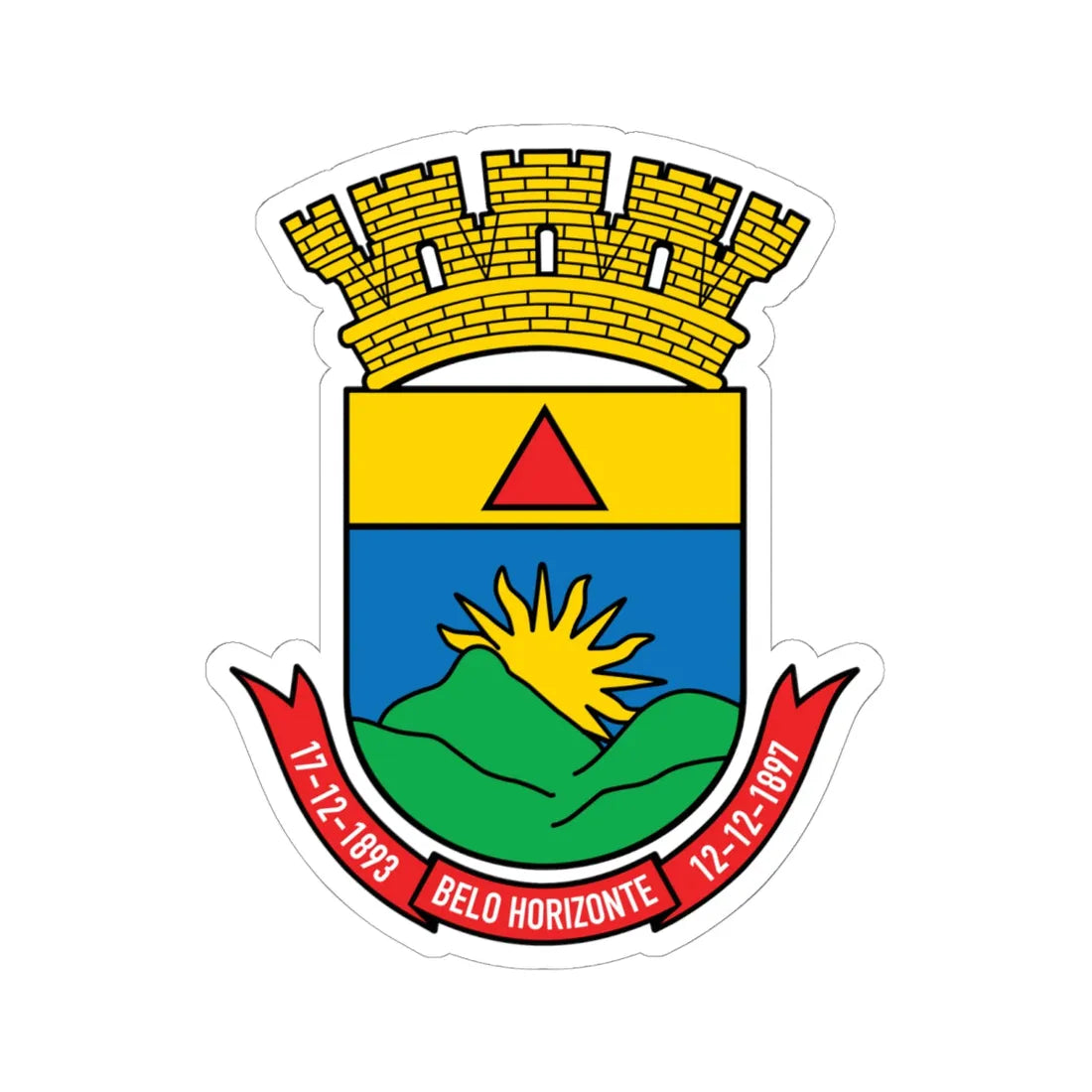 Brasão-Belo-Horizonte (Brazil) (Coat of Arms) STICKER Vinyl Kiss-Cut Decal 6 Inch White - The Sticker Space