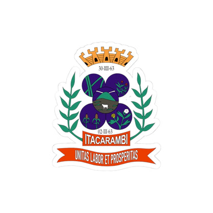 Brasão da Bandeira da Cidade de Itacarambi (Brazil) (Coat of Arms) STICKER Vinyl Kiss-Cut Decal 3 Inch White - The Sticker Space