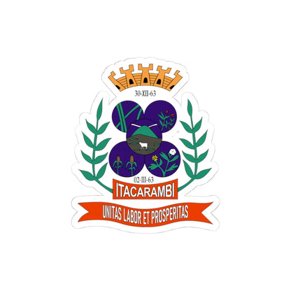 Brasão da Bandeira da Cidade de Itacarambi (Brazil) (Coat of Arms) STICKER Vinyl Kiss-Cut Decal 4 Inch White - The Sticker Space