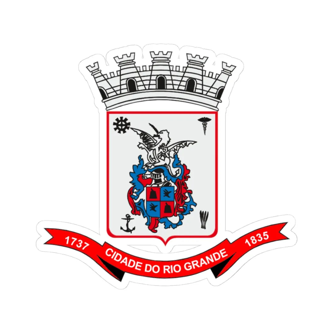 Brasão da Cidade do Rio Grande (Brazil) (Coat of Arms) STICKER Vinyl Kiss-Cut Decal 3 Inch White - The Sticker Space