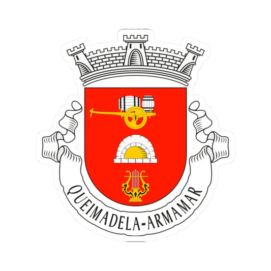 Brasão da Freguesia de Queimadela (Portugal) (Coat of Arms) STICKER Vinyl Kiss-Cut Decal 2 Inch White - The Sticker Space