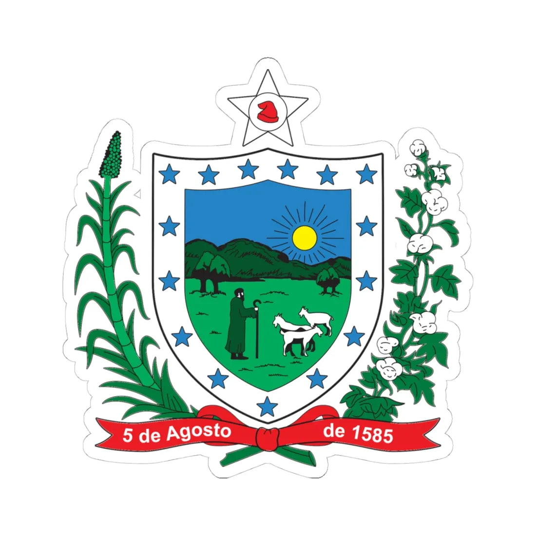 Brasão da Paraíba (Brazil) (Coat of Arms) STICKER Vinyl Kiss-Cut Decal 4 Inch White - The Sticker Space