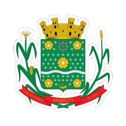 Brasão de Arapoti - PR (Brazil) (Coat of Arms) STICKER Vinyl Kiss-Cut Decal 6 Inch White - The Sticker Space