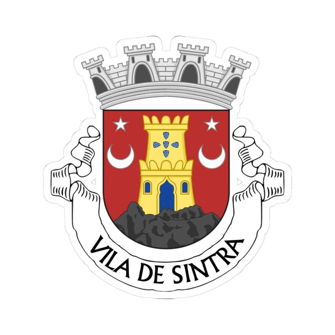 Brasão de Armas de Sintra (Coat of Arms) STICKER Vinyl Kiss-Cut Decal 3 Inch White - The Sticker Space