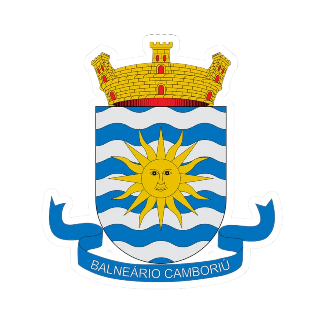 Brasão de Balneário Camboriú - SC (Brazil) (Coat of Arms) STICKER Vinyl Kiss-Cut Decal 2 Inch White - The Sticker Space