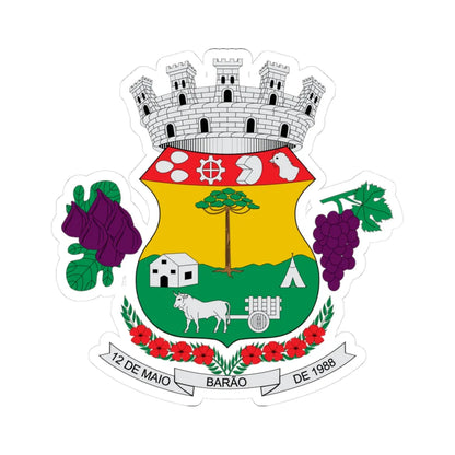 Brasão de Barão - RS (Brazil) (Coat of Arms) STICKER Vinyl Kiss-Cut Decal 3 Inch White - The Sticker Space
