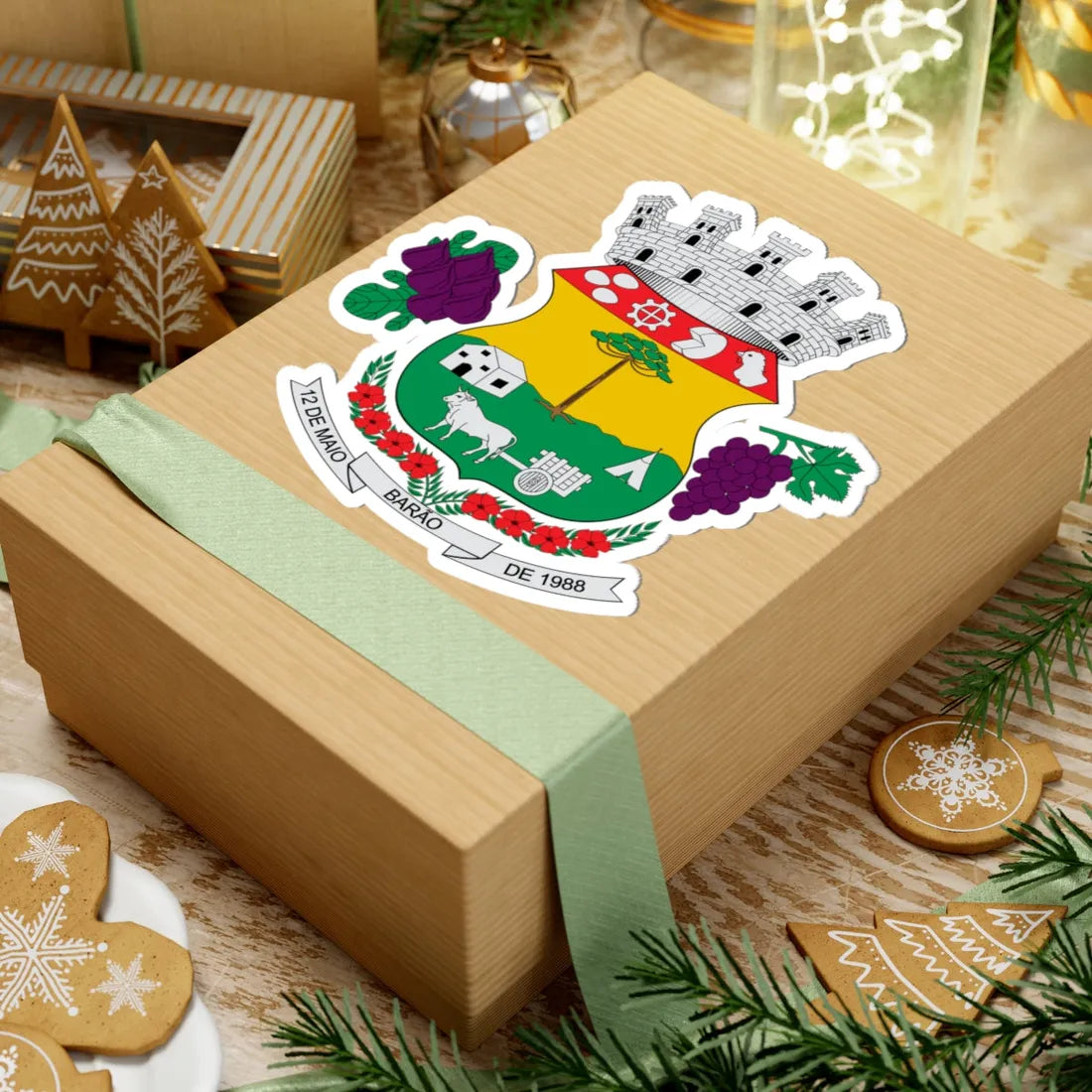 Brasão de Barão - RS (Brazil) (Coat of Arms) STICKER Vinyl Kiss-Cut Decal - The Sticker Space