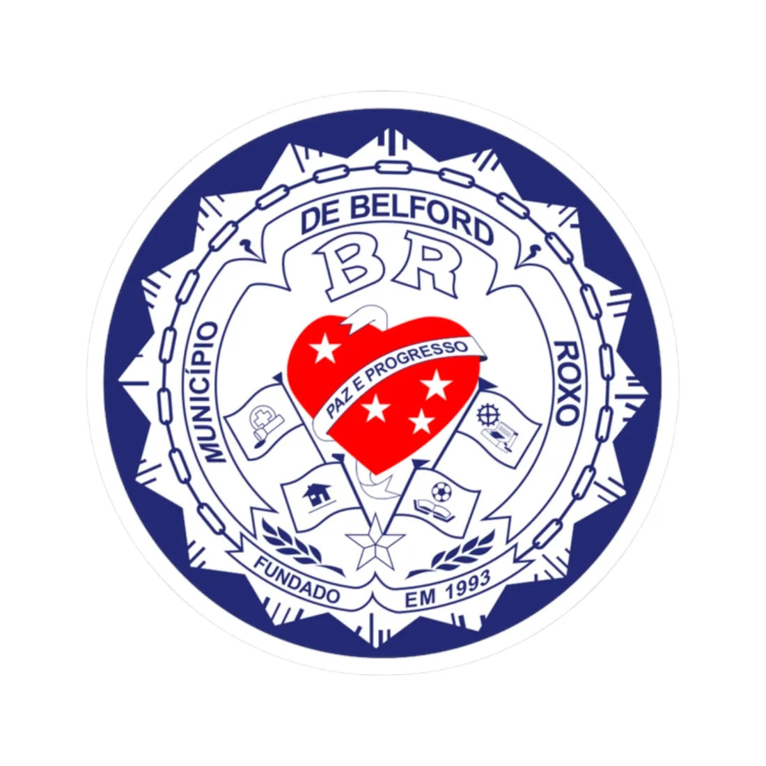 Brasão de Belford Roxo (Brazil) (Coat of Arms) STICKER Vinyl Kiss-Cut Decal 2 Inch White - The Sticker Space