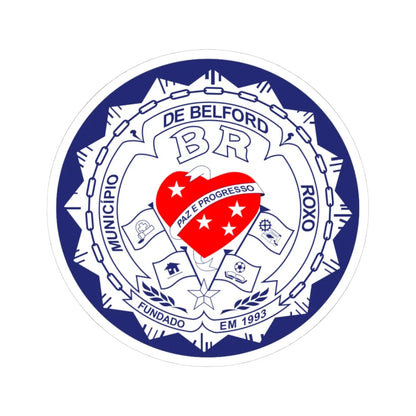 Brasão de Belford Roxo (Brazil) (Coat of Arms) STICKER Vinyl Kiss-Cut Decal 3 Inch White - The Sticker Space