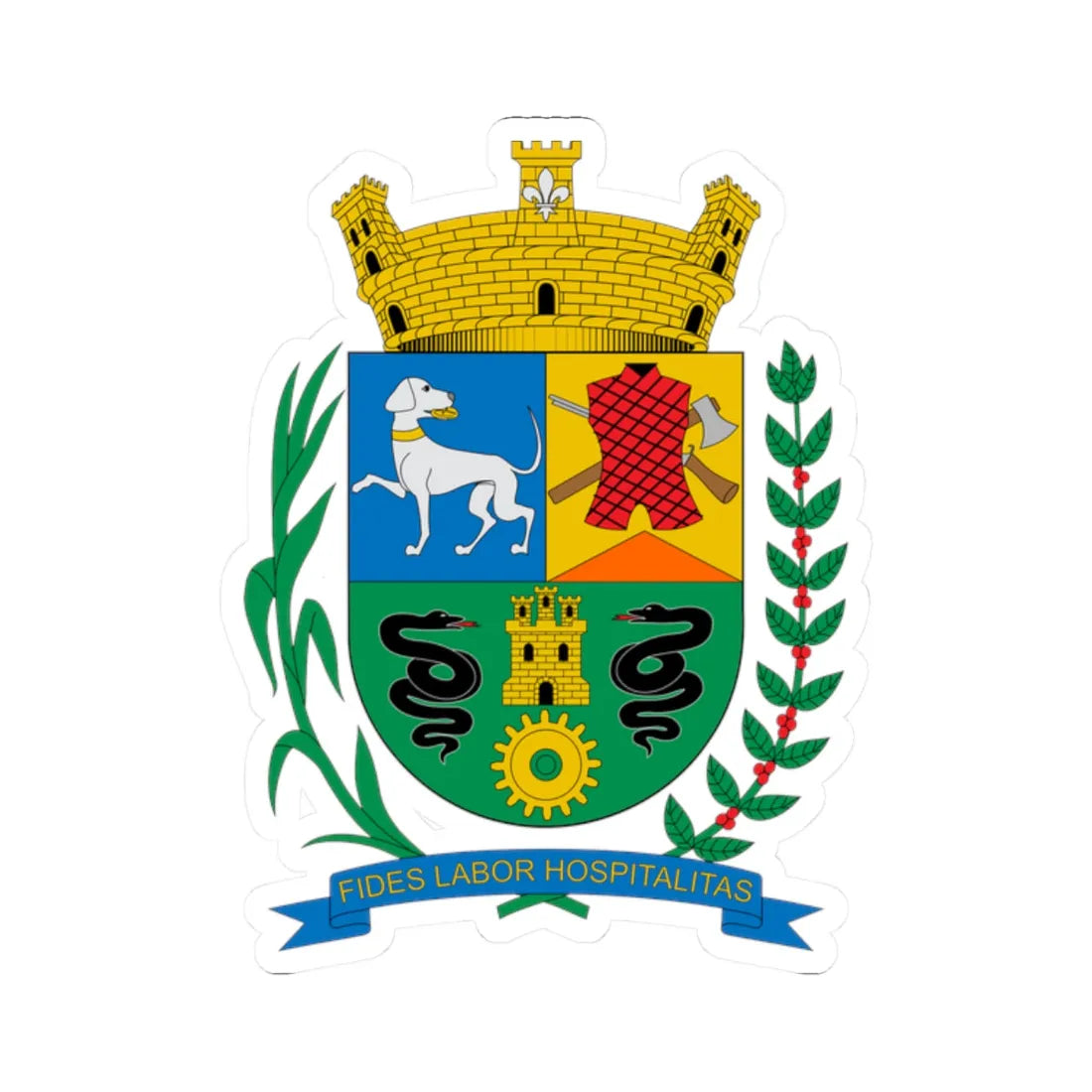 Brasão de Boituva - SP (Brazil) (Coat of Arms) STICKER Vinyl Kiss-Cut Decal 2 Inch White - The Sticker Space