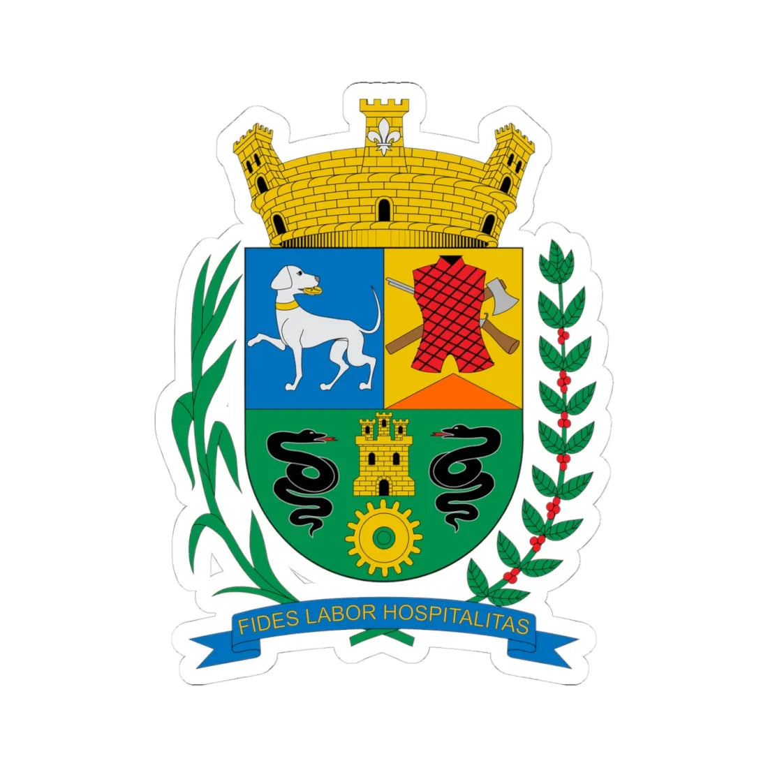 Brasão de Boituva - SP (Brazil) (Coat of Arms) STICKER Vinyl Kiss-Cut Decal 4 Inch White - The Sticker Space