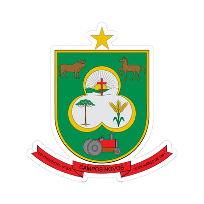 Brasão de Campos Novos - SC (Brazil) (Coat of Arms) STICKER Vinyl Kiss-Cut Decal 4 Inch White - The Sticker Space