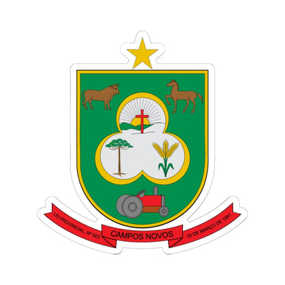 Brasão de Campos Novos - SC (Brazil) (Coat of Arms) STICKER Vinyl Kiss-Cut Decal 6 Inch White - The Sticker Space