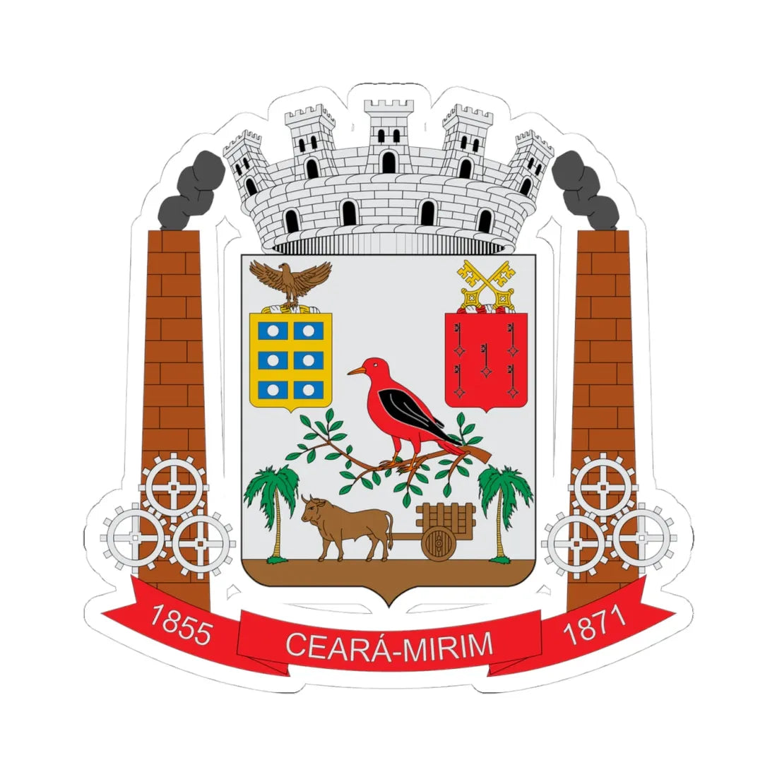 Brasão de Ceará-Mirim - RN (Brazil) (Coat of Arms) STICKER Vinyl Kiss-Cut Decal 4 Inch White - The Sticker Space