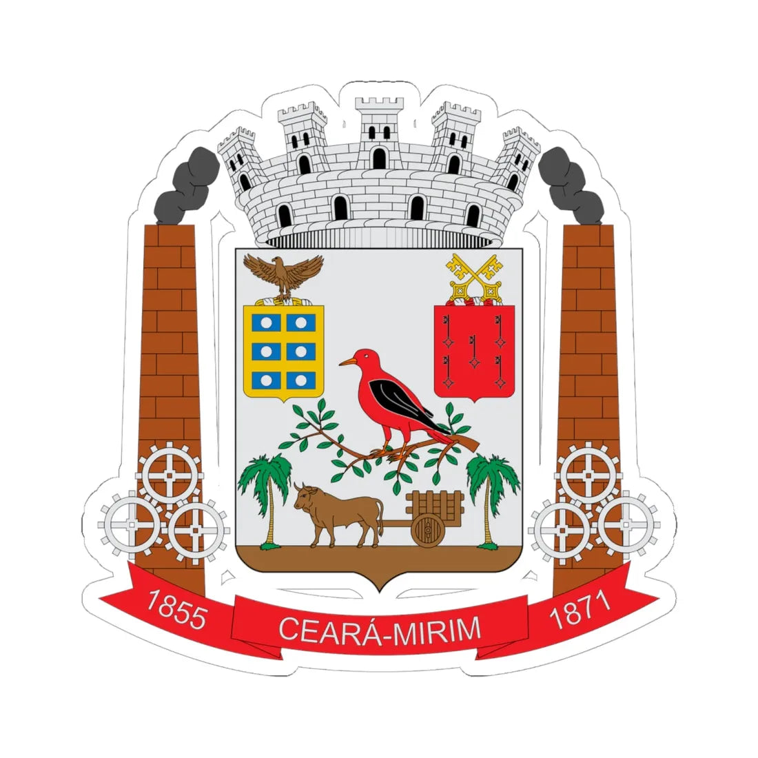Brasão de Ceará-Mirim - RN (Brazil) (Coat of Arms) STICKER Vinyl Kiss-Cut Decal 6 Inch White - The Sticker Space