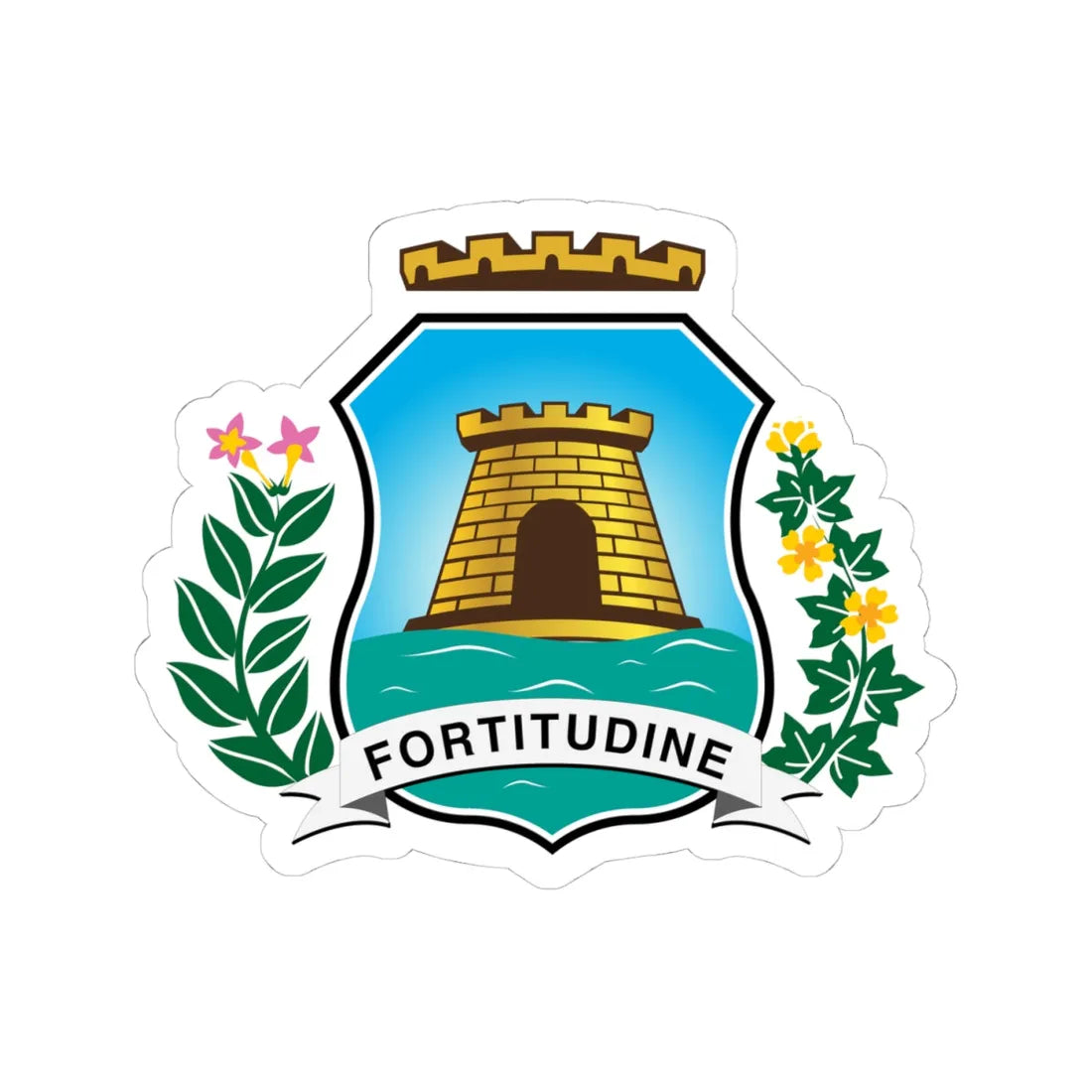 Brasão de Fortaleza (Brazil) (Coat of Arms) STICKER Vinyl Kiss-Cut Decal 4 Inch White - The Sticker Space