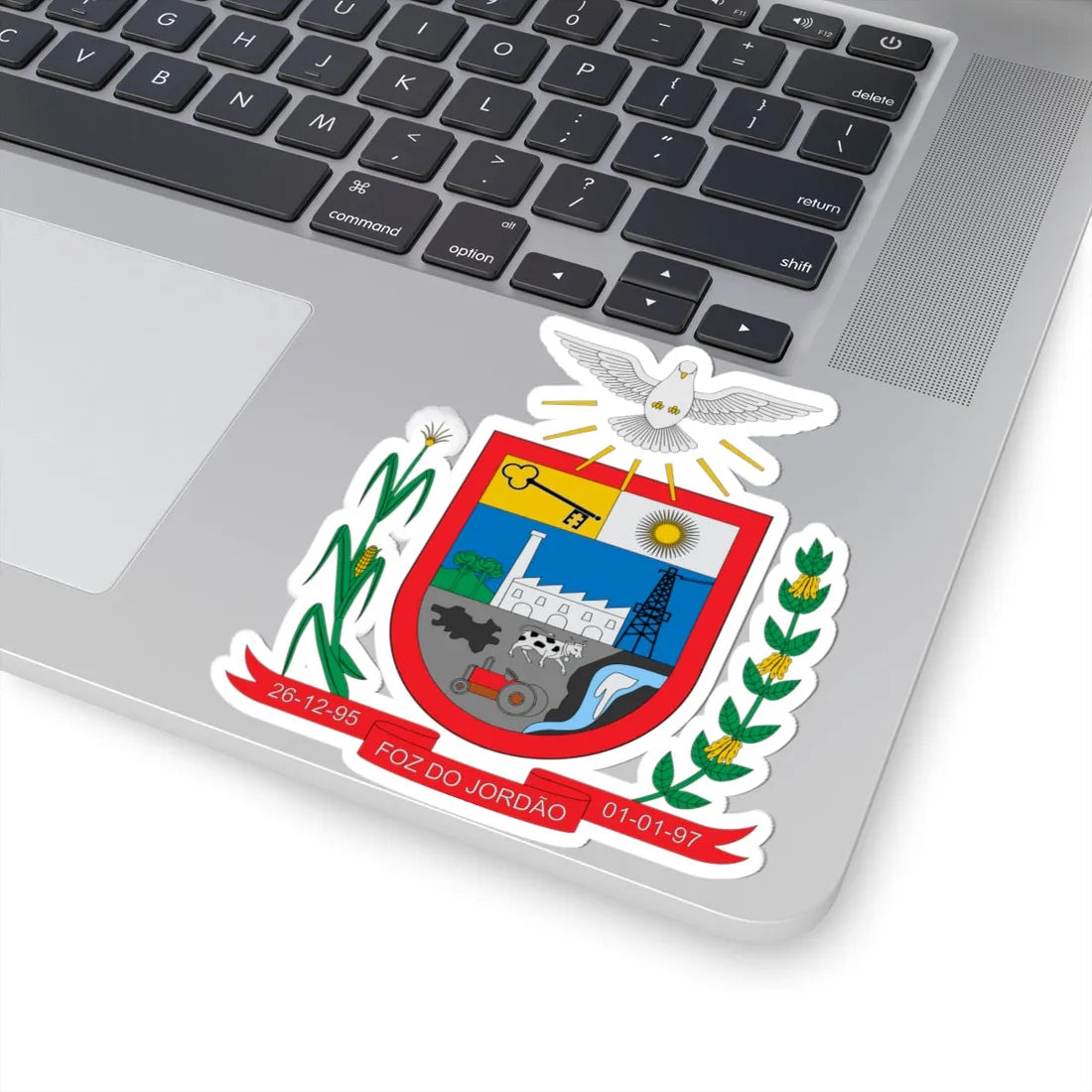 Brasão de Foz do Jordão - PR (Brazil) (Coat of Arms) STICKER Vinyl Kiss-Cut Decal - The Sticker Space