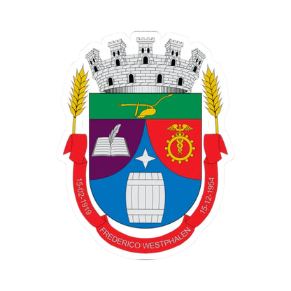 Brasão de Frederico Westphalen - RS (Brazil) (Coat of Arms) STICKER Vinyl Kiss-Cut Decal 2 Inch White - The Sticker Space