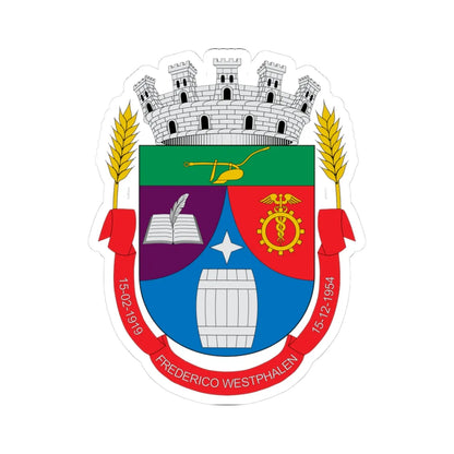 Brasão de Frederico Westphalen - RS (Brazil) (Coat of Arms) STICKER Vinyl Kiss-Cut Decal 3 Inch White - The Sticker Space