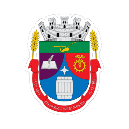 Brasão de Frederico Westphalen - RS (Brazil) (Coat of Arms) STICKER Vinyl Kiss-Cut Decal 6 Inch White - The Sticker Space