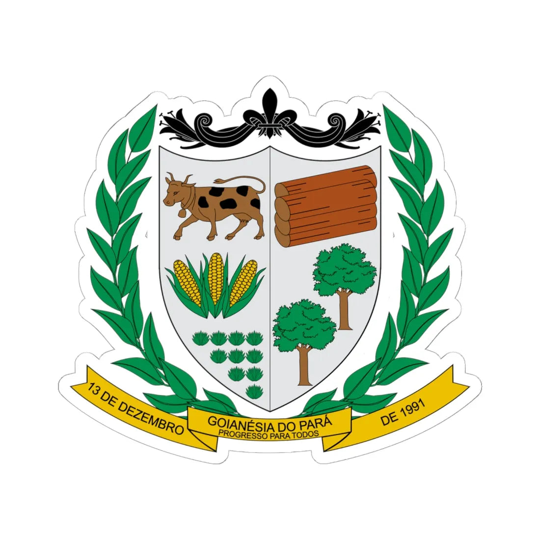 Brasão de Goianésia do Pará - PA (Brazil) (Coat of Arms) STICKER Vinyl Kiss-Cut Decal - The Sticker Space