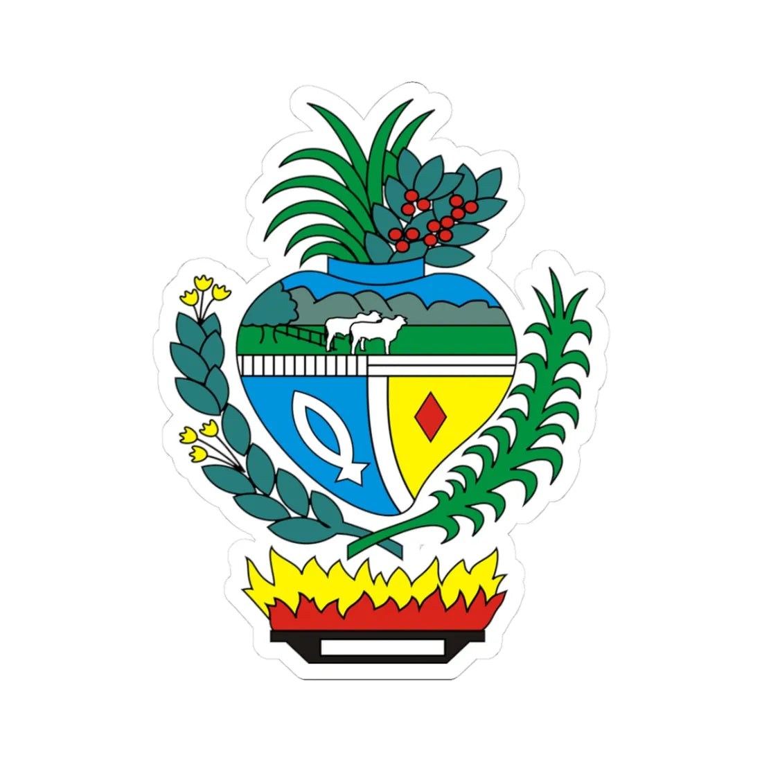 Brasão de Goiás (Brazil) (Coat of Arms) STICKER Vinyl Kiss-Cut Decal 3 Inch White - The Sticker Space