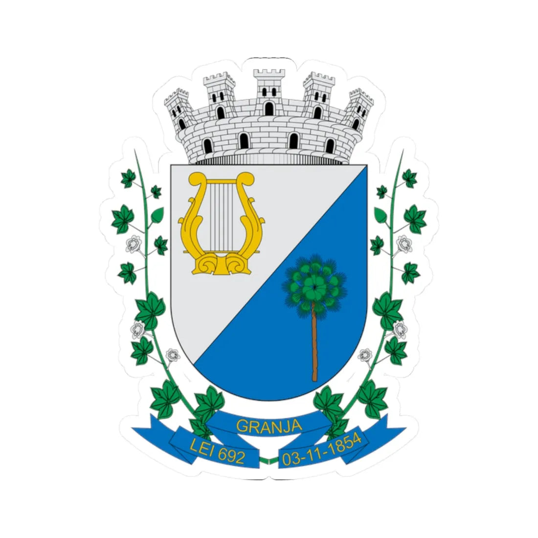 Brasão de Granja - CE (Brazil) (Coat of Arms) STICKER Vinyl Kiss-Cut Decal 2 Inch White - The Sticker Space