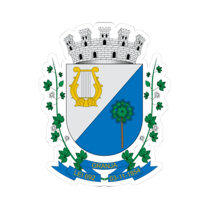 Brasão de Granja - CE (Brazil) (Coat of Arms) STICKER Vinyl Kiss-Cut Decal 3 Inch White - The Sticker Space